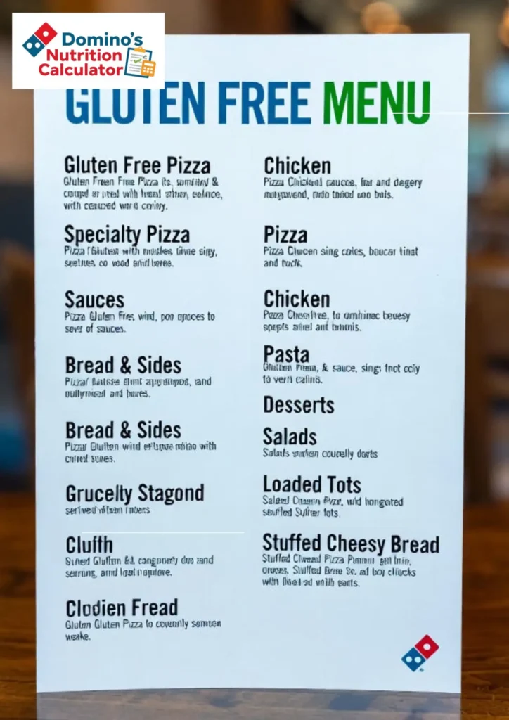 Domino’s Gluten Free Menu Card