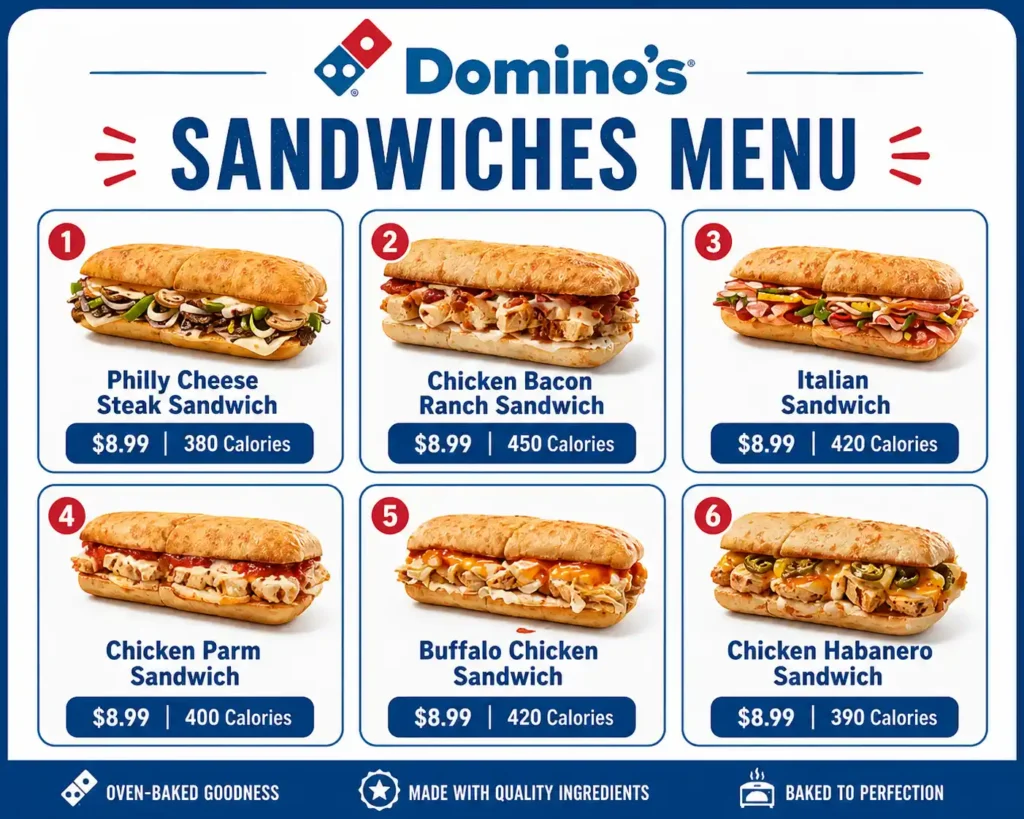 Domino's Sandwiches Menu