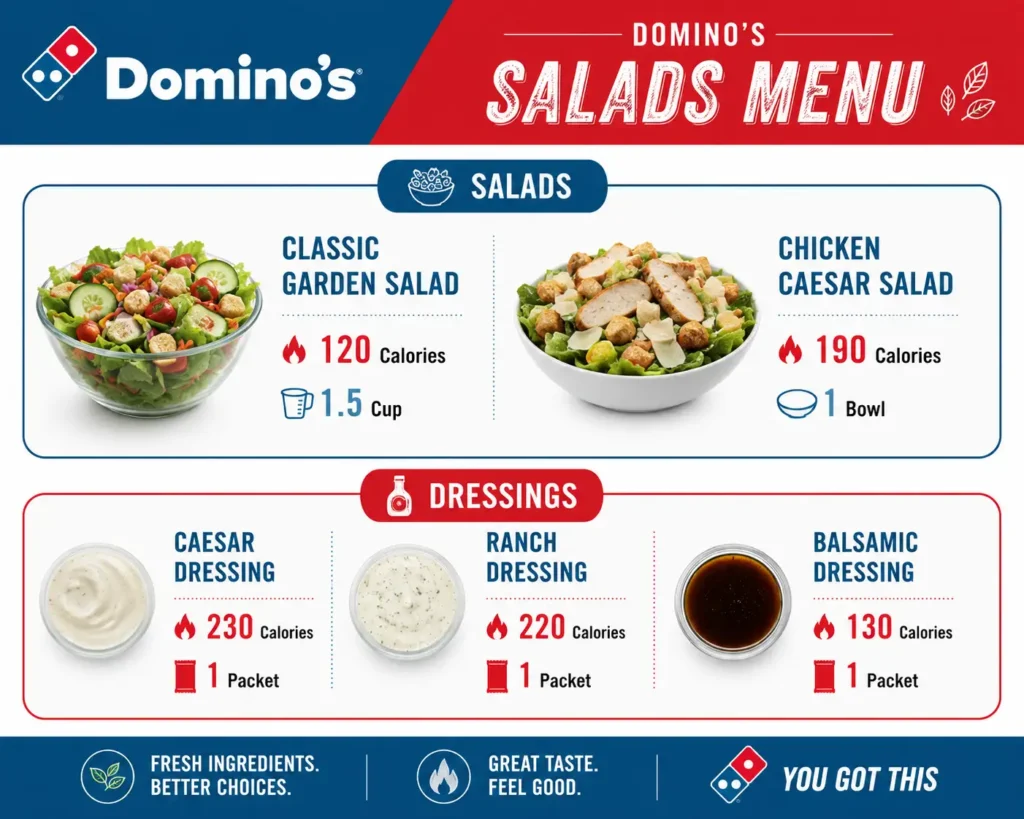 Domino's salads menu with prices