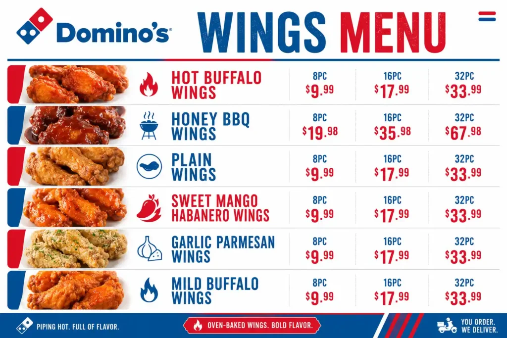 domino's wings menu with prices